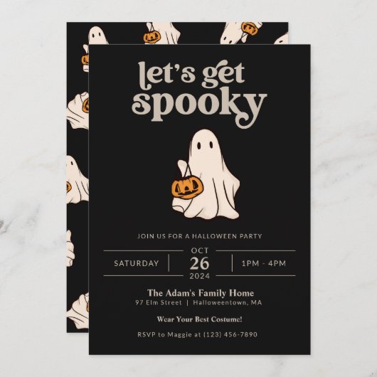 Laten we griezelige Halloween feestuitnodiging kri Kaart (Voorkant / Achterkant)