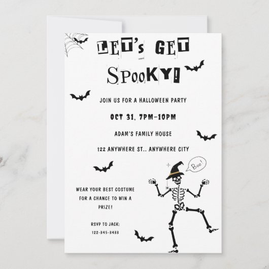 Laten we griezelige Halloween kostuum party uitnod Kaart (Voorkant)