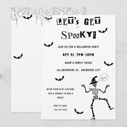 Laten we griezelige Halloween kostuum party uitnod Kaart (Voorkant / Achterkant)