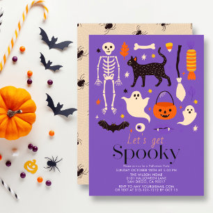 Laten we griezelige Halloween-motieven Halloween-f Kaart
