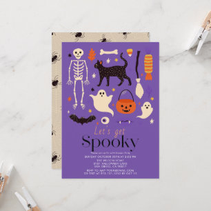 Laten we griezelige Halloween-motieven Halloween-f Kaart