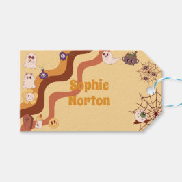 Laten we griezelige Halloween retro kinderen verja Cadeaulabel