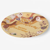 Laten we griezelige Halloween retro kinderen verja Papieren Bordje (Gekanteld)