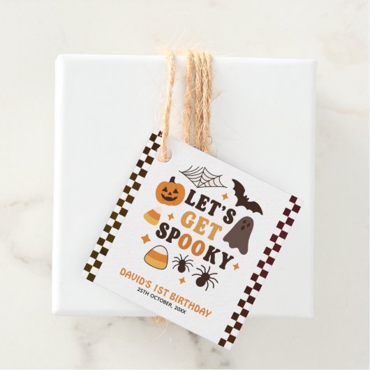 Laten we griezelige Halloween verjaardag krijgen Bedankjes Labels (In situ)