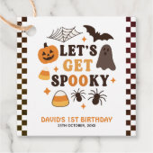 Laten we griezelige Halloween verjaardag krijgen Bedankjes Labels (Voorkant)