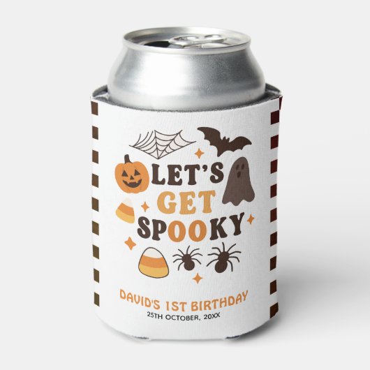 Laten we griezelige Halloween verjaardag krijgen Blikjeskoeler (Blikje Voorkant)