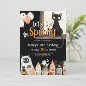 Laten we griezelige Halloween verjaardag krijgen Kaart (Staand voorkant)