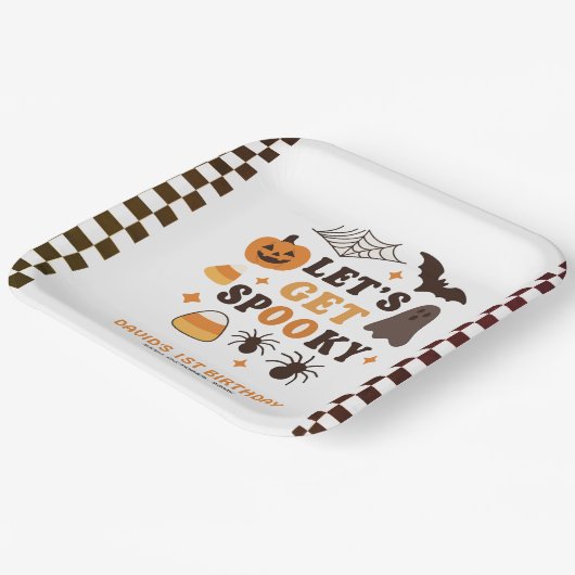 Laten we griezelige Halloween verjaardag krijgen Papieren Bordje (Gebogen)
