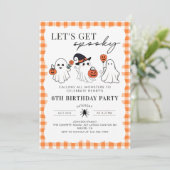 Laten we griezelige Halloween verjaardagsuitnodigi Kaart (Staand voorkant)