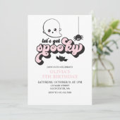 Laten we griezelige Halloween verjaardagsuitnodigi Kaart (Staand voorkant)