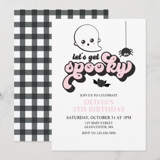Laten we griezelige Halloween verjaardagsuitnodigi Kaart (Voorkant / Achterkant)