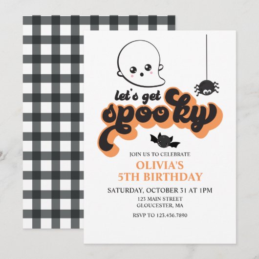 Laten we griezelige Halloween verjaardagsuitnodigi Kaart (Voorkant / Achterkant)