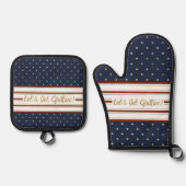 Laten we grillen Stippen & strepen Ovenwant & Pannenlap Set (Voorkant)