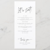 Laten we grillige kalligrafie eten moderne bruilof menu (Voorkant)