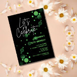 Laten we Groene Bokeh Gradient Verjaardag vieren Kaart<br><div class="desc">Een moderne,  stijlvolle en glamoureuze uitnodiging voor elk verjaardagsfeestje van de leeftijd. Dit ontwerp is voorzien van een levendige typografie "Let's Celebrate" met een groene gradiënt bokeh op een zwarte achtergrond. Personaliseer en voeg uw feestdetails toe. Maak van uw mijlpaal verjaardag een bijzonder evenement!</div>