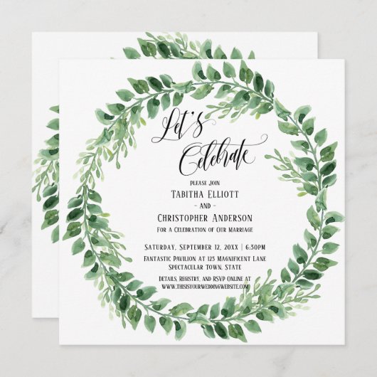 Laten we groene Wreath Reception-Only vieren Kaart (Voorkant / Achterkant)