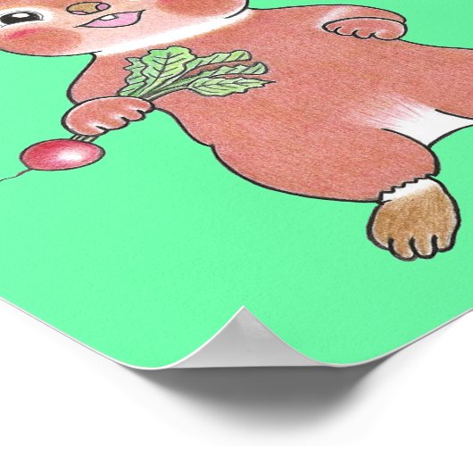 "Laten we groenten eten" hongerig konijntje kinder Poster (Hoek)