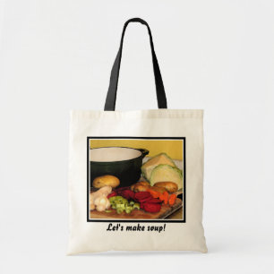 Laten we groentesoep maken! tote bag