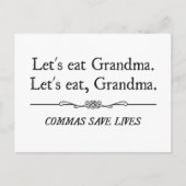 Laten we grootmakomma's eten om levens te redden briefkaart (Voorkant)