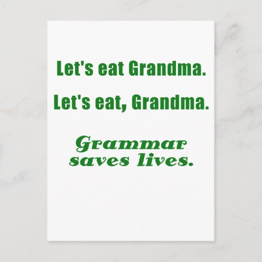 Laten we grootmoeder Grammar leven redden Briefkaart (Voorkant)