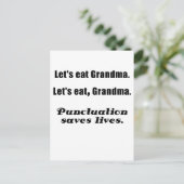 Laten we grootmoeder Punctuatie eten redden levens Briefkaart (Staand voorkant)