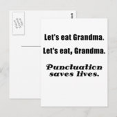 Laten we grootmoeder Punctuatie eten redden levens Briefkaart (Voorkant / Achterkant)