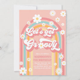 Laten we Groovy Boho Daisy Rainbow Birthday halen Kaart