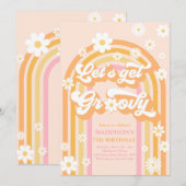 Laten we Groovy Boho Daisy Rainbow Birthday halen Kaart (Voorkant / Achterkant)