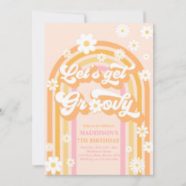 Laten we Groovy Boho Daisy Rainbow Birthday halen Kaart