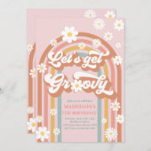 Laten we Groovy Boho Daisy Rainbow Birthday halen Kaart (Voorkant / Achterkant)