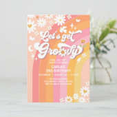 Laten we Groovy Daisy Hippie verjaardag krijgen Kaart (Staand voorkant)