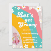Laten we Groovy Daisy Rainbow Hippie Retro Geboort Kaart (Voorkant)