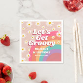 Laten we Groovy Daisy Rainbow Retro Verjaardag hal Servet (Insitu)