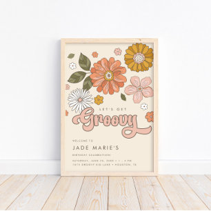 Laten we Groovy  Floral Girls halen. Poster