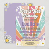 Laten we Groovy Hippy Sun en Daisy Girls Birthday  Kaart (Voorkant / Achterkant)