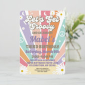 Laten we Groovy Hippy Sun en Daisy Girls Birthday  Kaart (Staand voorkant)