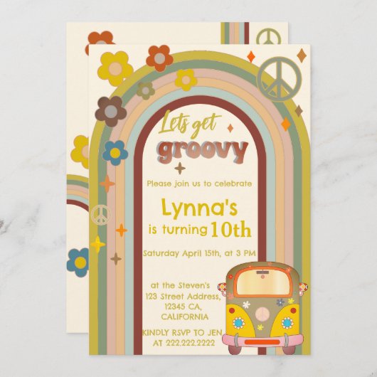 Laten we groovy jarig zijn kaart (Voorkant / Achterkant)