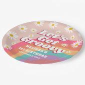 Laten we Groovy Kleurrijke Rainbow & Daisy verjaar Papieren Bordje (Gekanteld)