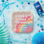 Laten we groovy kleurrijke regenboog daisy verjaar papieren bordje (Feest)