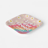 Laten we groovy kleurrijke regenboog daisy verjaar papieren bordje (Gebogen)