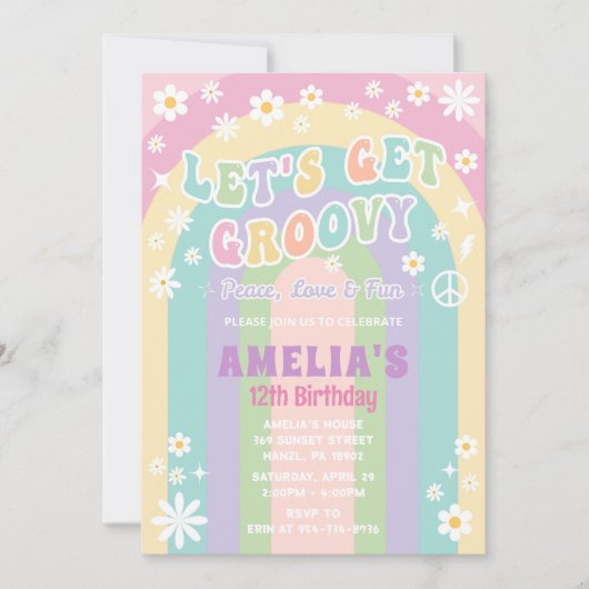 Laten we groovy party uitnodiging (Voorkant)