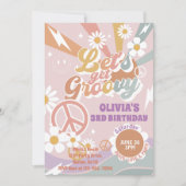 Laten we Groovy Peach Love Party 3e verjaardag kri Kaart (Voorkant)