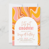 Laten we Groovy Pink en Oranje Arch Girl Birthday  Kaart (Voorkant)