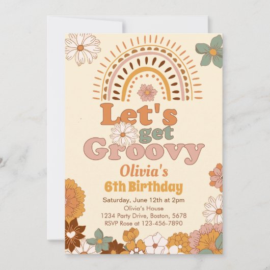 Laten we Groovy Rainbow verjaardagsuitnodiging kri Kaart (Voorkant)