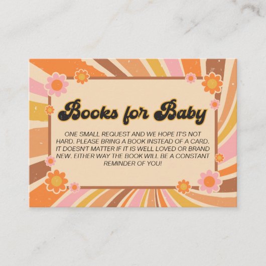 Laten we Groovy Retro Baby shower Boeken voor Baby Informatiekaartje (Voorkant)