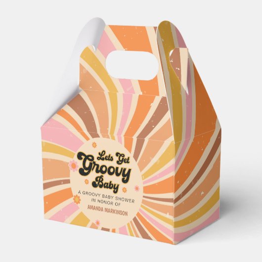 Laten we Groovy Retro Baby shower halen Bedankdoosjes (Achterkant)
