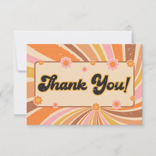 Laten we Groovy Retro Baby shower halen Bedankkaart (Voorkant)