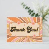 Laten we Groovy Retro Baby shower halen Bedankkaart (Staand voorkant)