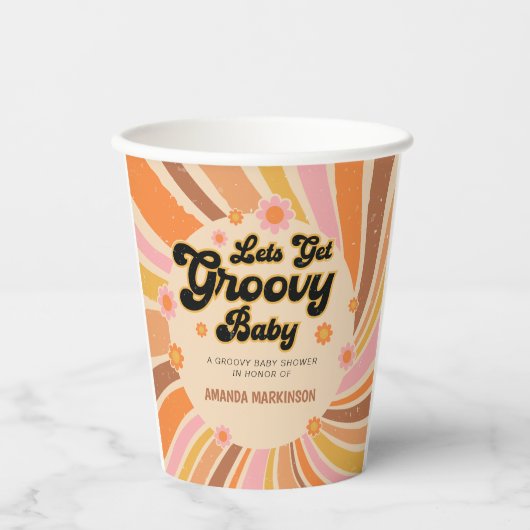 Laten we Groovy Retro Baby shower halen Papieren Bekers (Voorkant)