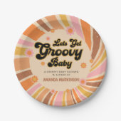 Laten we Groovy Retro Baby shower halen Papieren Bordje (Voorkant)